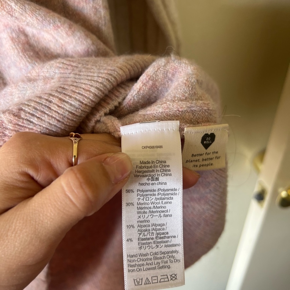 NWT Madewell Wool & Alpaca Blend Sweater in Pink with Navy‎ and White size small - Picture 5 of 5